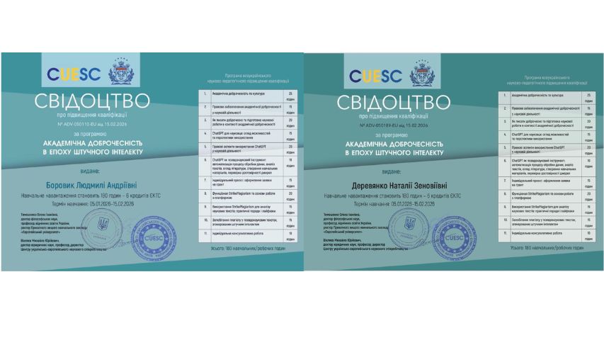 Сертифікати підвіщення кваліфікації