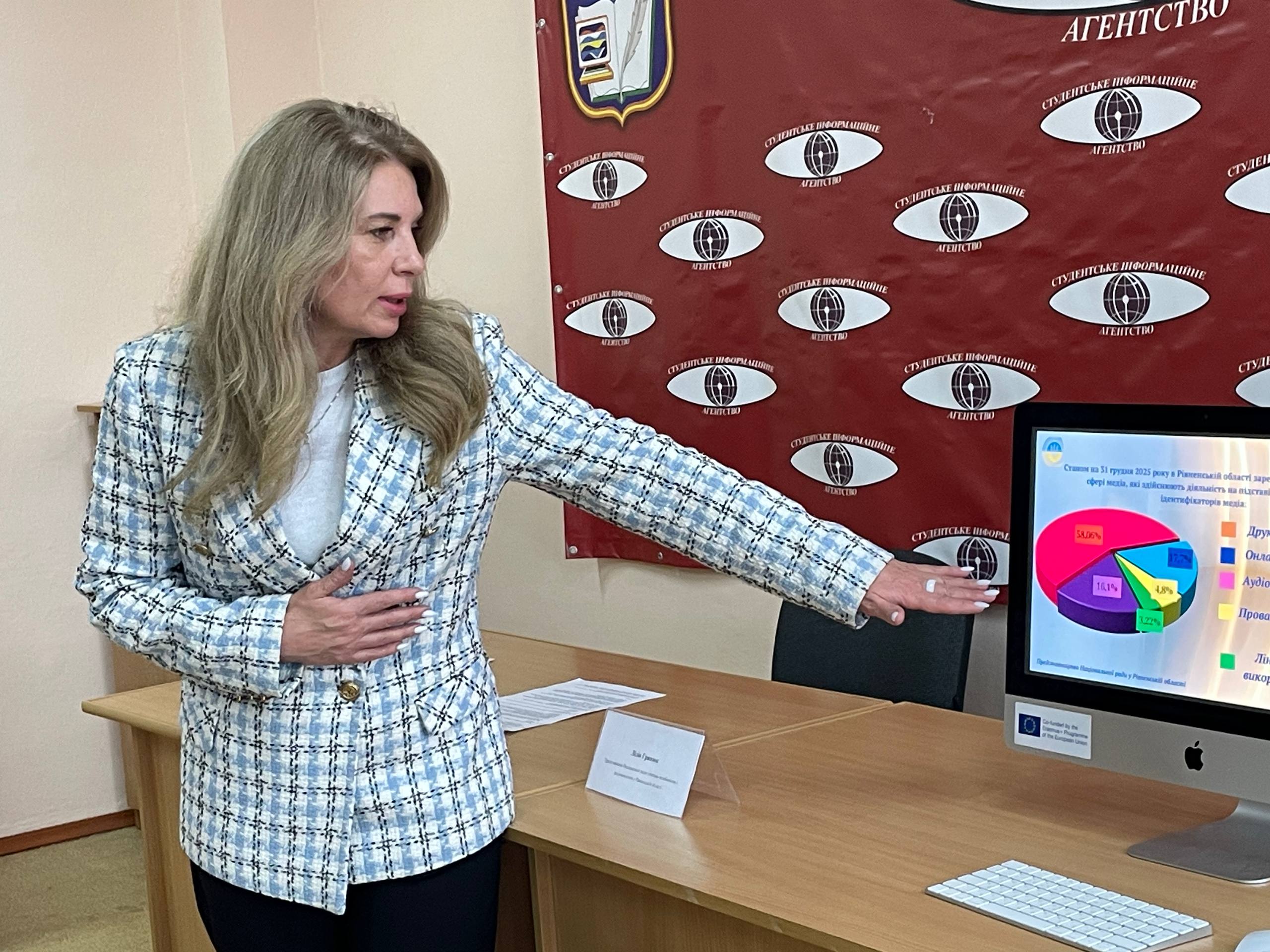 На факультеті журналістики відбулася пресконференція з представницею Нацради з питань телебання і радіомовлення в Рівненській області Лілією Гринюк