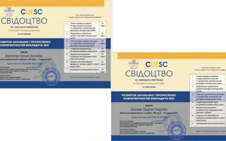 Сертифікати про підвищення кваліфікації